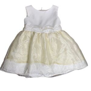 Vintage Infant Beaded Babydoll Dress 18 months White Organza Tulle Petticoat Bow